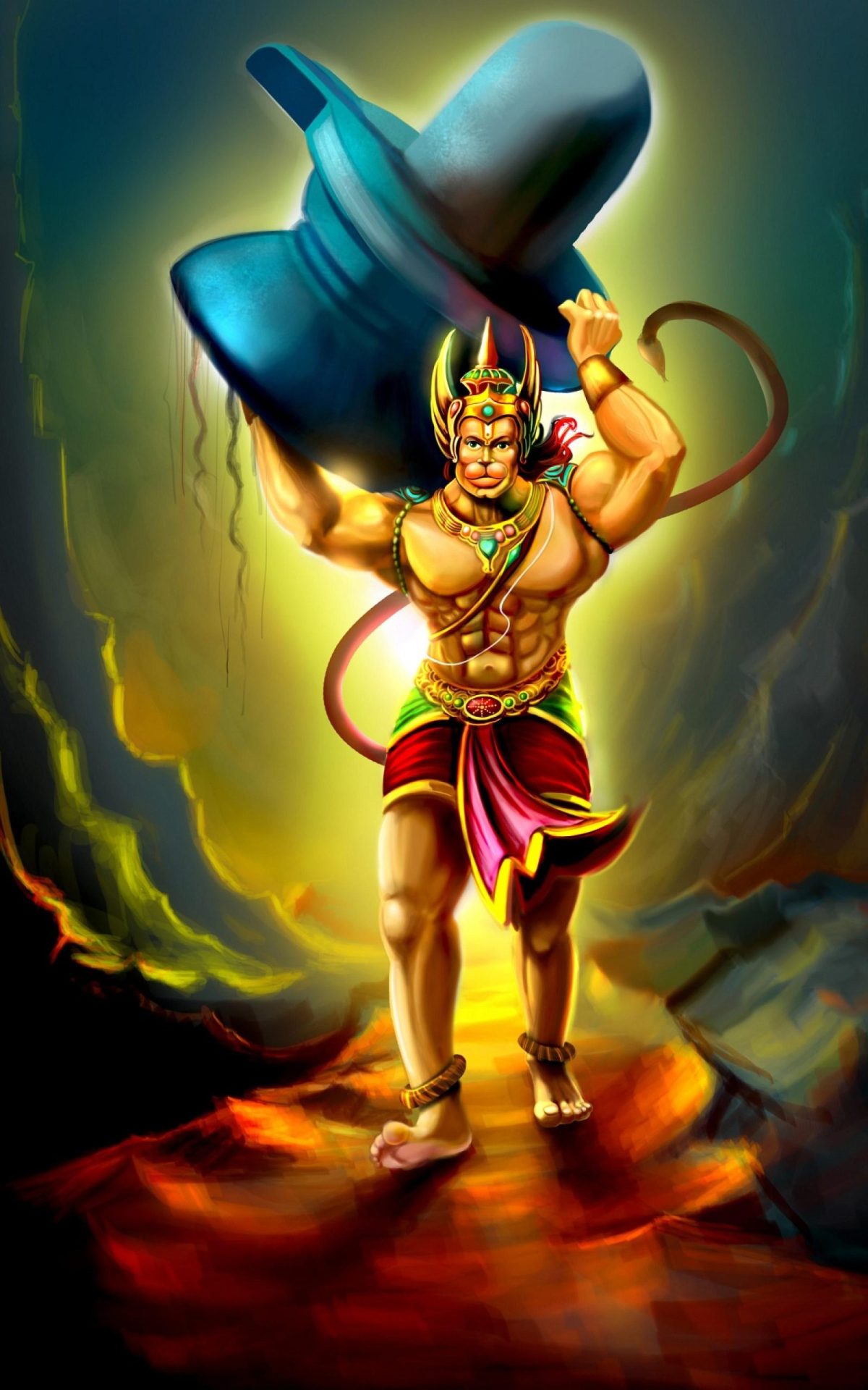 Lord Hanuman with shivling mobile HD wallpaper
